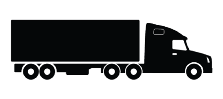 Semi truck outline on black background